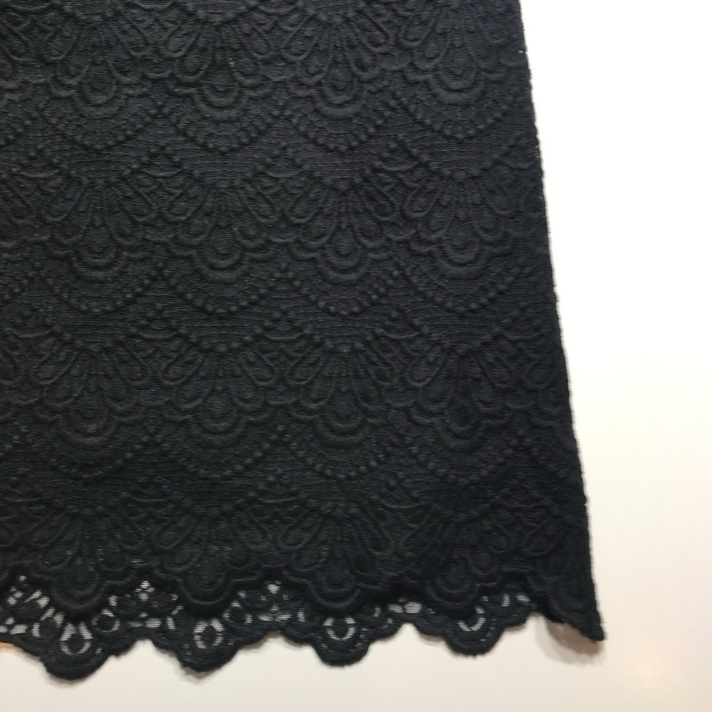 J. Crew Skirt Womens  0 Black Lace Pattern Lined straight Mini Skirt  Side Zip